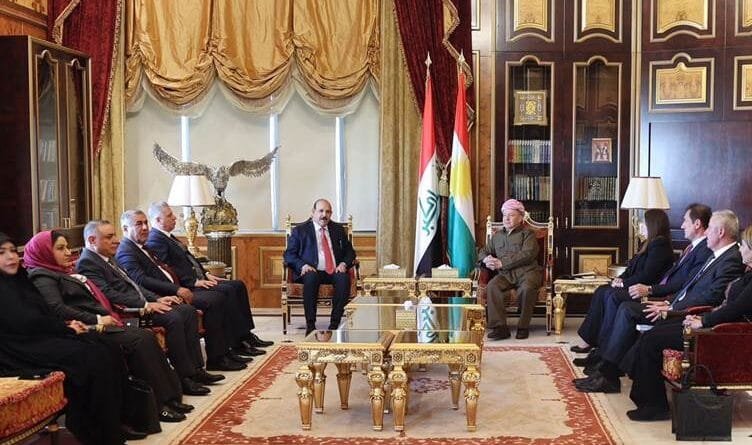 Serok Barzanî şandeyeke Parlamentoya Îraqê qebûl...